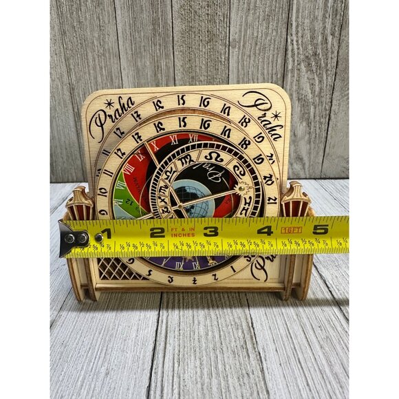 VTG Praha Prague 3D Astronomical Clock Designed Wooden Coasters Set 6 Souvenir - Picture 8 of 10